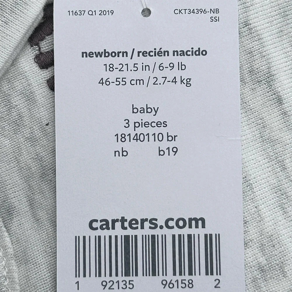Carters Newborn Baby Boys 3pc Pants Top Bodysuit Outfit Set Long -Short Sleeve‎